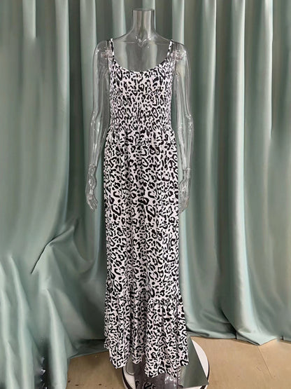 Women's Leopard Print V-Neck Dress