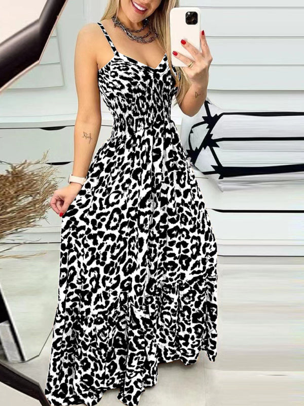 Women's Leopard Print V-Neck Dress