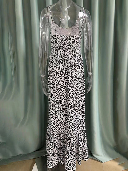 Women's Leopard Print V-Neck Dress