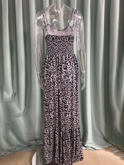 Women's Leopard Print V-Neck Dress