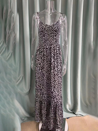 Women's Leopard Print V-Neck Dress