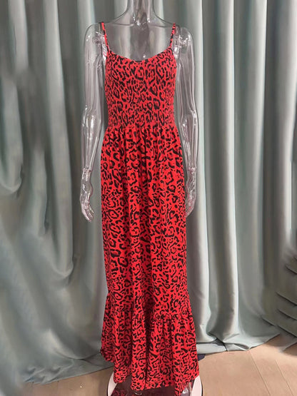 Women's Leopard Print V-Neck Dress