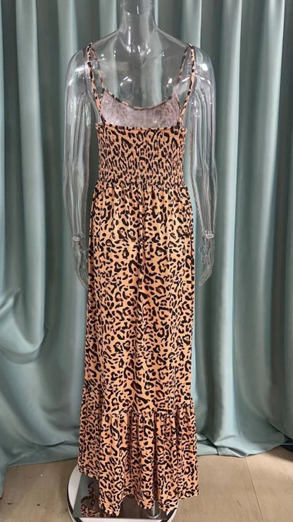 Women's Leopard Print V-Neck Dress