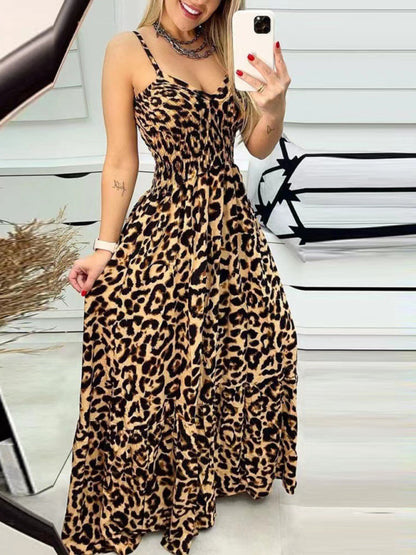 Women's Leopard Print V-Neck Dress