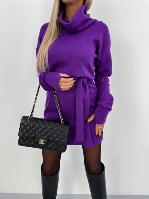 Women's pullover double collar one-step dress