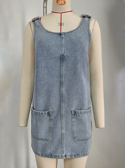 Women's Denim Overalls Suspender Dress