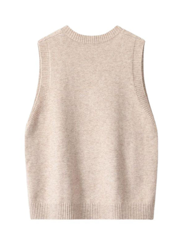 Women's Retro V-neck Knitted Vest