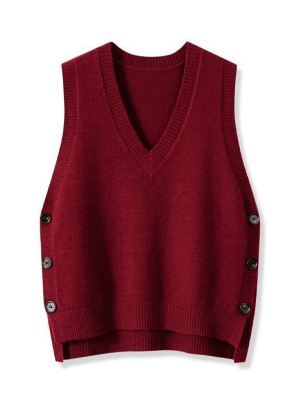 Women's Retro V-neck Knitted Vest