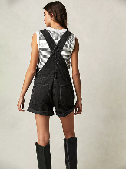 Women's loose multi-pocket overalls rompers