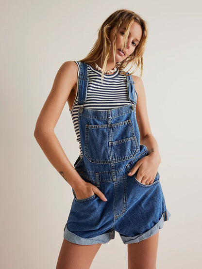 Women's loose multi-pocket overalls rompers