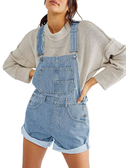 Women's loose multi-pocket overalls rompers