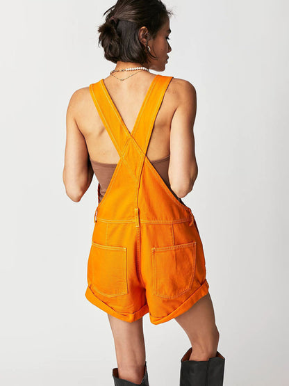 Women's loose multi-pocket overalls rompers