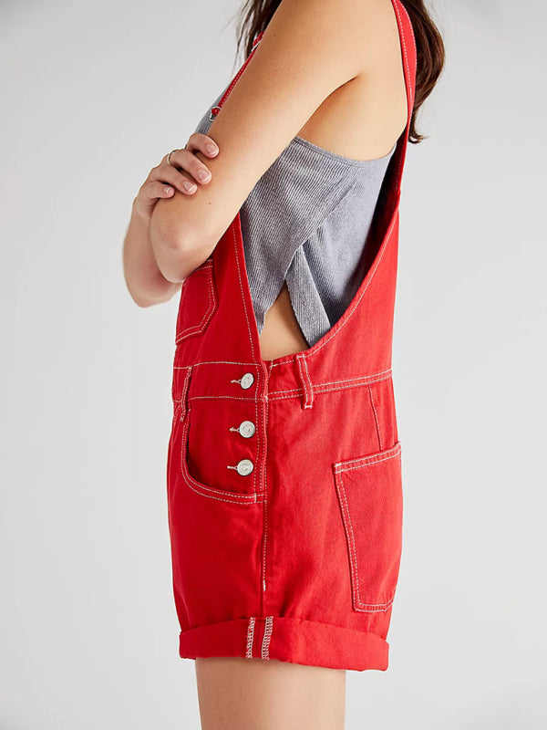 Women's loose multi-pocket overalls rompers