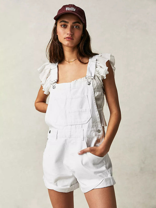 Women's loose multi-pocket overalls rompers