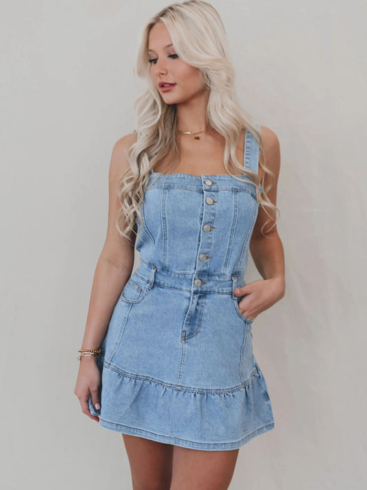 Women's Suspender Hottie Denim Dress