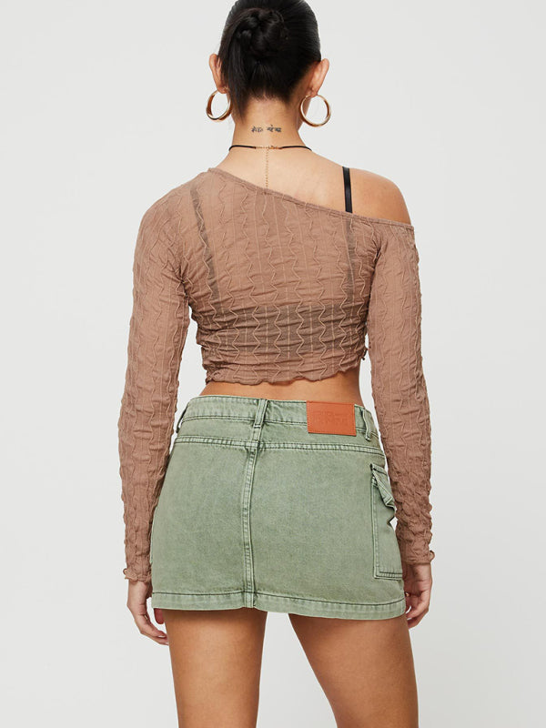 Women's washed slim hip skirt