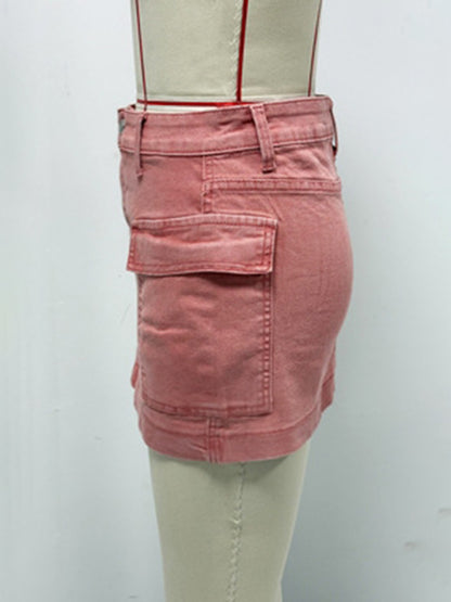 Women's washed slim hip skirt