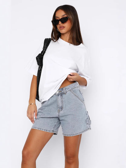 Women's straight denim shorts