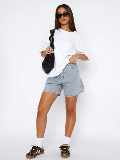 Women's straight denim shorts