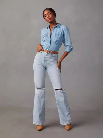 Women's long-sleeved denim