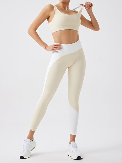 Women's fabric light color contrast yoga pants