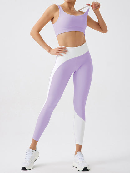 Women's fabric light color contrast yoga pants