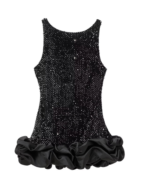 Women's Sequin Sleeveless Suspender Short Dress