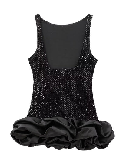 Women's Sequin Sleeveless Suspender Short Dress