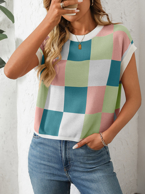 Women's Colorblock Crewneck blouse sweater