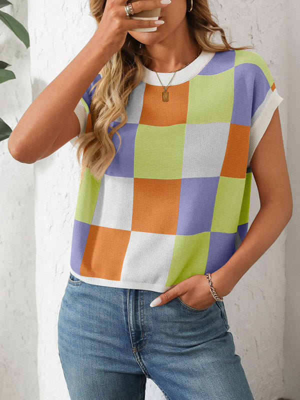 Women's Colorblock Crewneck blouse sweater