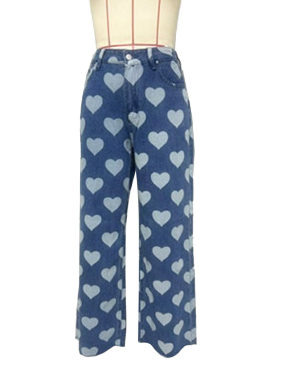 Women's Retro Love Loose Straight Jeans