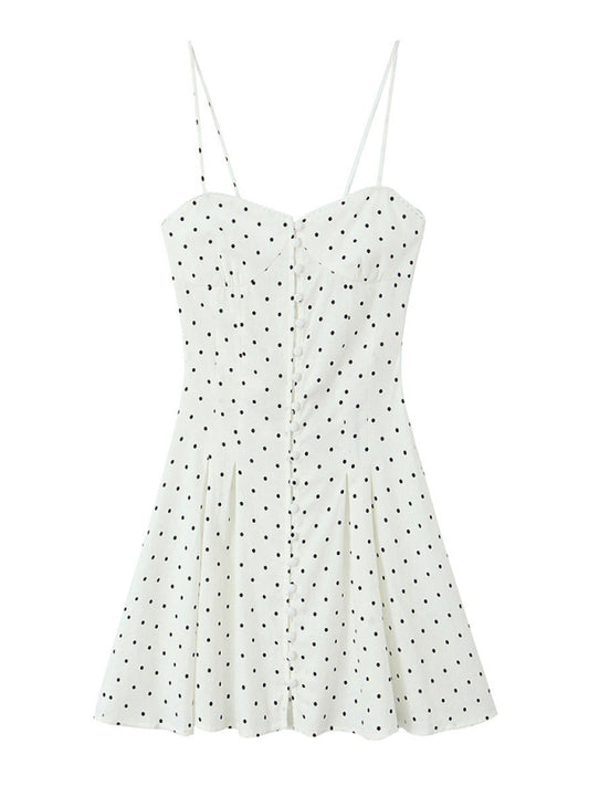 women's polka dot print single-breasted dress