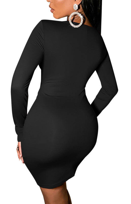 Women's Long-Sleeve Package Hip Dress Cropped Navel Dress - FashionistaDeal