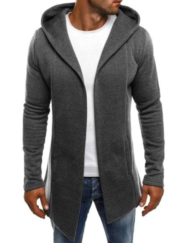 Men's Hooded Fashion Stitching Solid Color Cardigan - FashionistaDeal