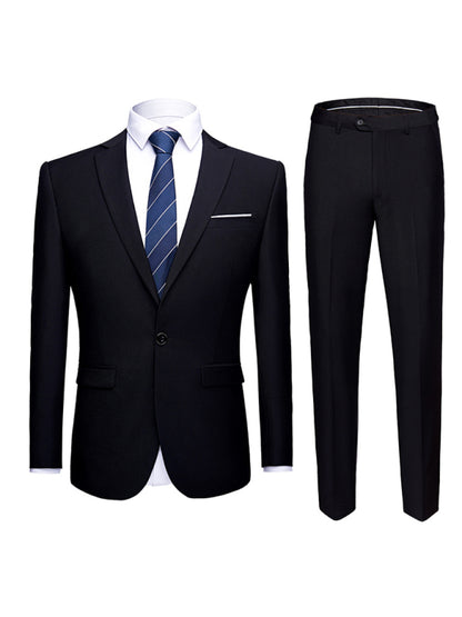 Men's Slim Fit Business Two Piece Suit - FashionistaDeal