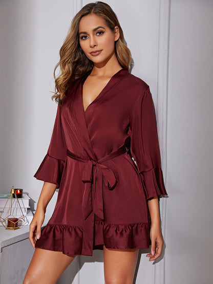 Women's Belted Robe Bathrobe Loungewear - FashionistaDeal