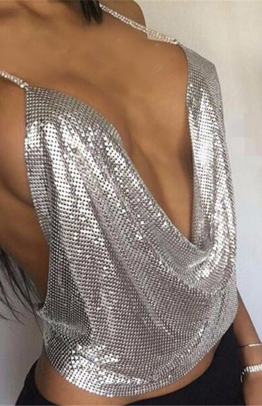 Women's sexy metallic sequin halter topWomen's sexy sequin halter top - FashionistaDeal