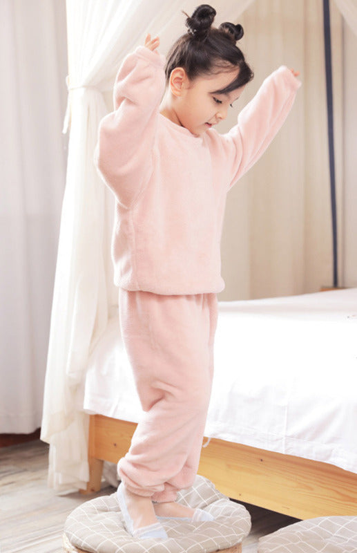 Children'S Embroidered Coral Fleece Pajama Set - FashionistaDeal