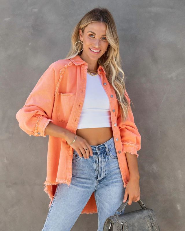 Casual Fringed Ripped Loose Denim Jacket - FashionistaDeal