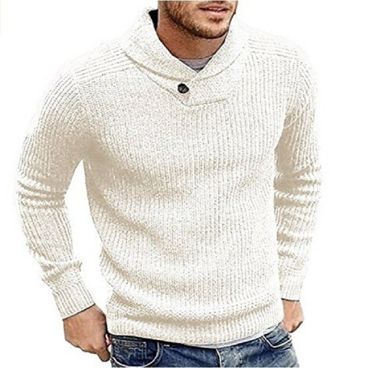 Men's Sweater Lapel Button Pullover Sweater - FashionistaDeal