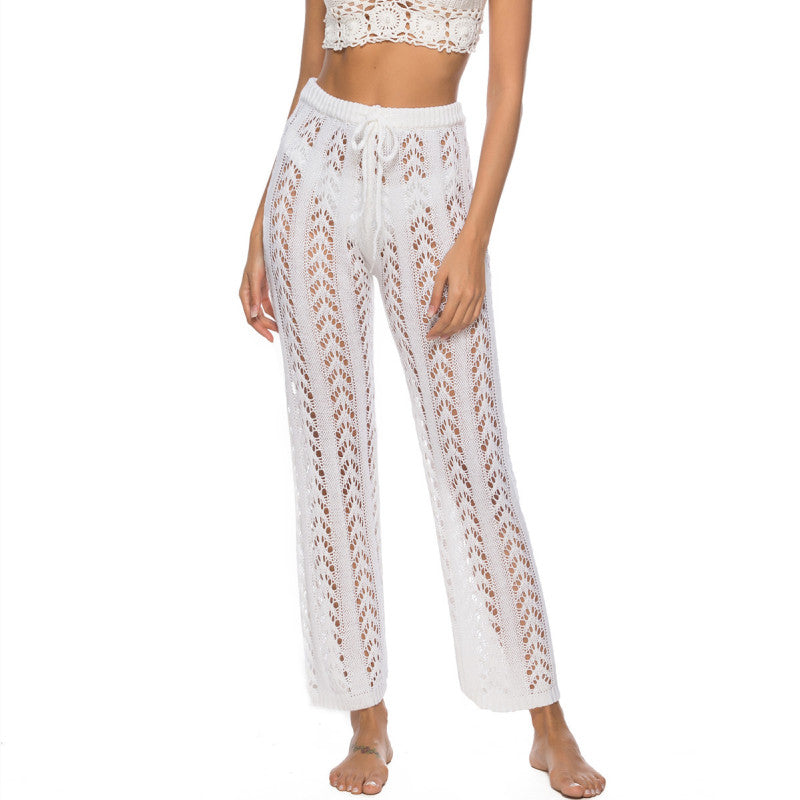 Sexy hollow loose wide leg holiday style beach trousers - FashionistaDeal