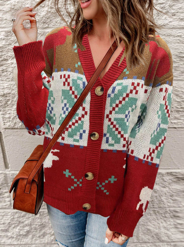 Women's Christmas Casual Christmas Sweater Cardigan - FashionistaDeal