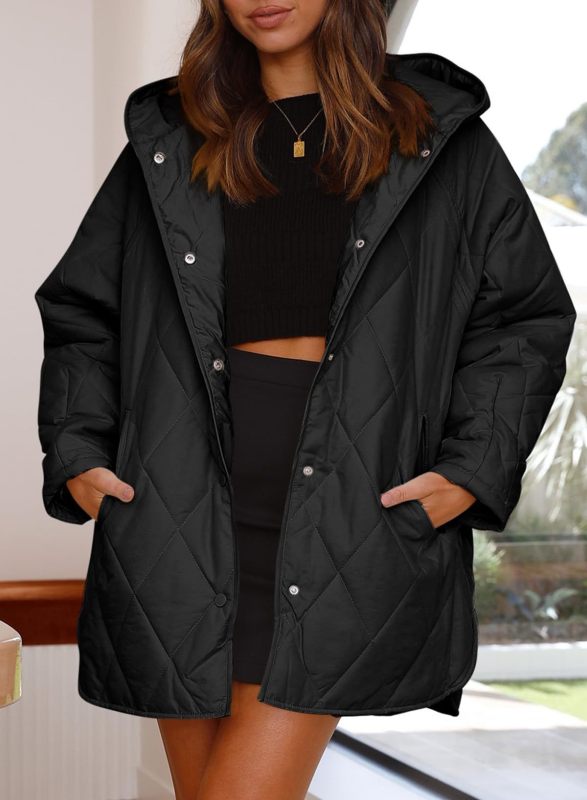 Women's oversize Loose Hooded Quilted Jacket - FashionistaDeal