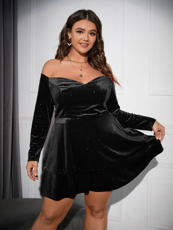 Formal Plus Size Deep V Waist Ball Gown dress - black colour