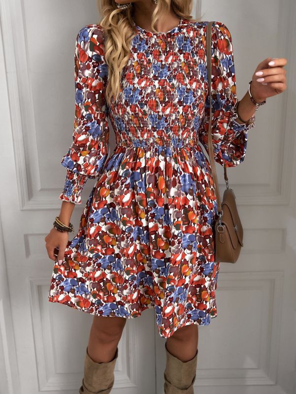 Women's Floral Sexy Lantern Sleeve Casual Dress - FashionistaDeal