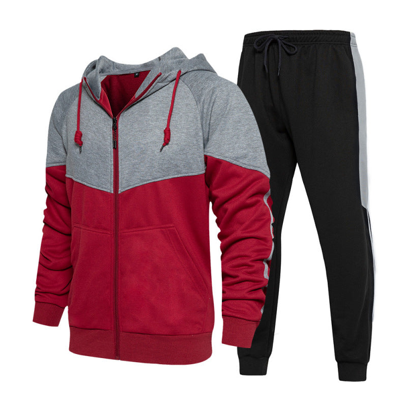 Men's casual fashion hooded zipper sweatshirt and pants two-piece set - FashionistaDeal