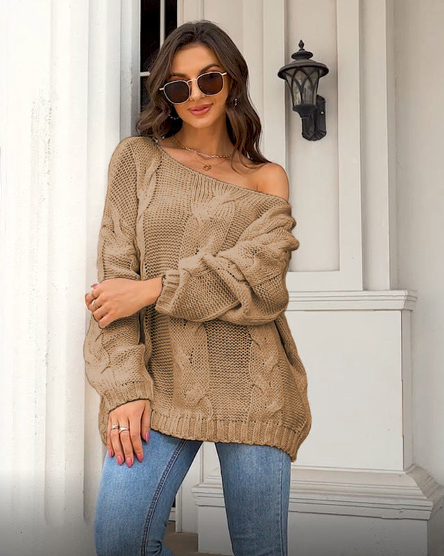 Women's loose knitted sweaters European and American round neck fashionable pullover sweaters - FashionistaDeal