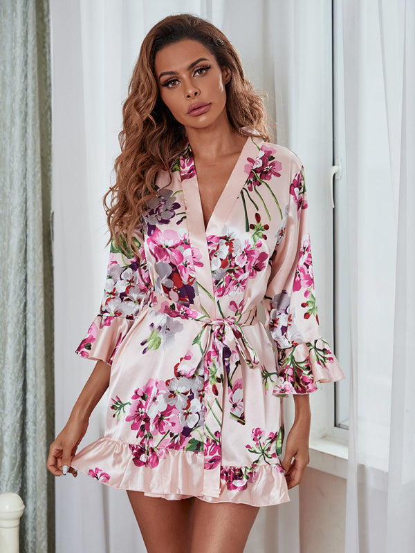 Women's Belted Robe Bathrobe Loungewear - FashionistaDeal