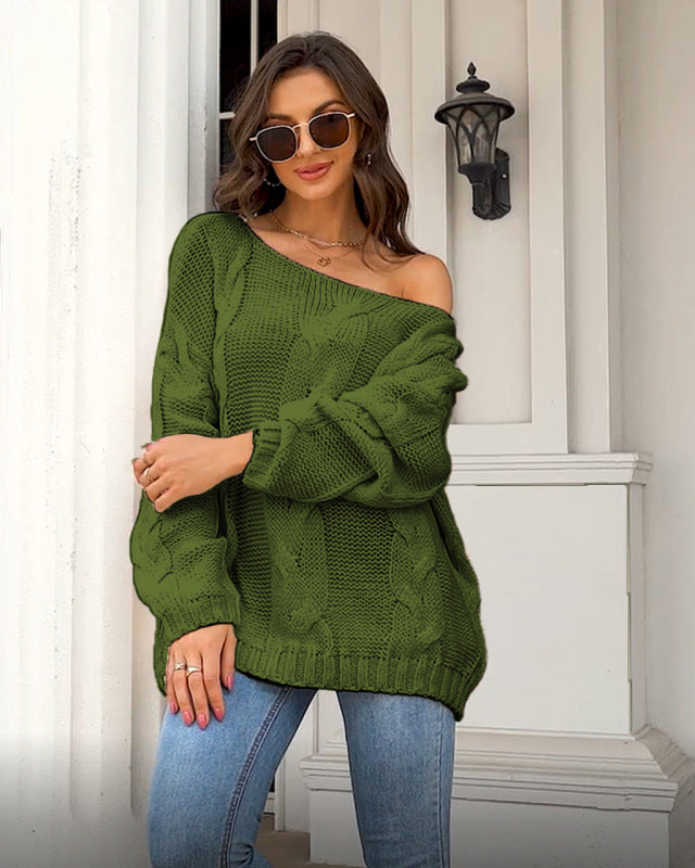 Women's loose knitted sweaters European and American round neck fashionable pullover sweaters - FashionistaDeal