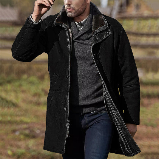 Men's mid-length loose zipper woolen coat - FashionistaDeal